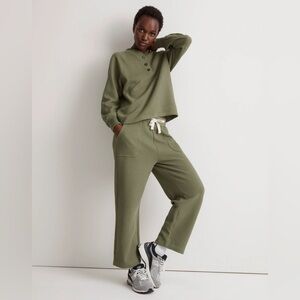 Madewell Green Textured Waffle Straight Leg Sweatpants XXSmall